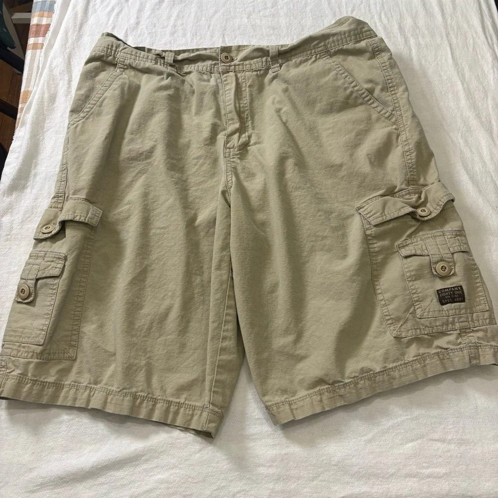 Y2K Company 81 Cargo Shorts Mens 36 Khaki Utility Skate Streetwear - Picture 1 of 14